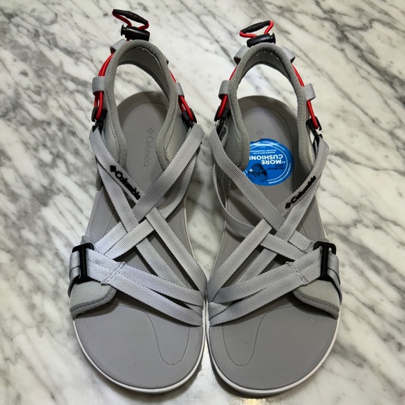 Columbia, Sunrise Expedition Sandal, Size 6, Grey Ice & Red Lily - Picture 2 of 4